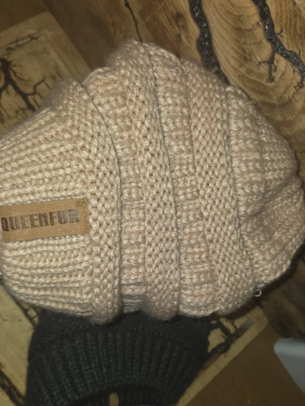 QUEENFUR Knit Beanie Duo - Blush Tan & Charcoal